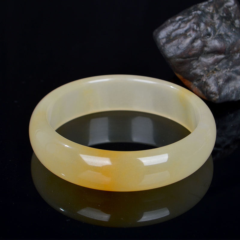 EverestArtstudios Natural Golden Silk Jade Luck Wealth Bracelet Bangle