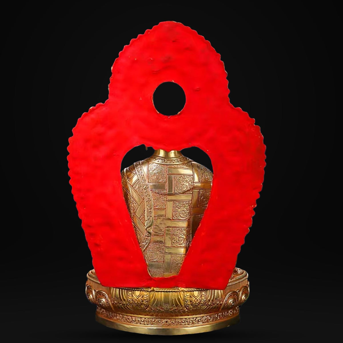 Amitabha Buddha Brass Statue – Red Antique Gold Tibetan Buddhist Deity with Backlight, 16cm / 21cm / 33cm (6.3” / 8.3” / 13”) Height