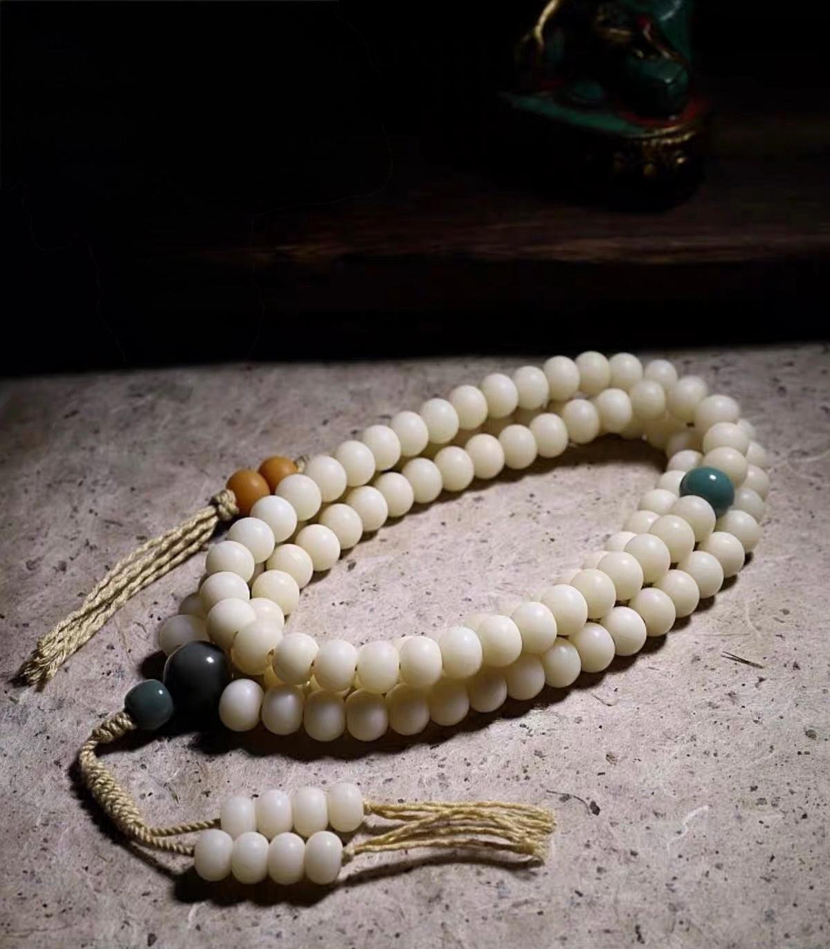 EverestArtstudios blessed EverestArtStudios Natural White Bodhi Root Mala Necklace – 108 Beads Meditation Prayer Beads – White Jade-Like Bodhi Seed Bracelet – Unisex Buddhist Mala Gift