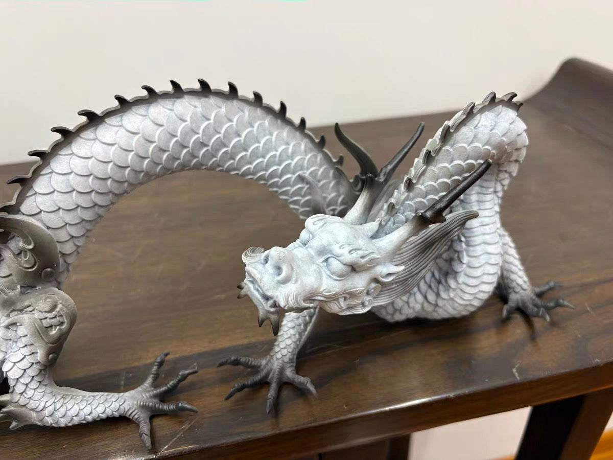 Handcrafted Brass Dragon Statue: Tibetan Feng Shui Decor