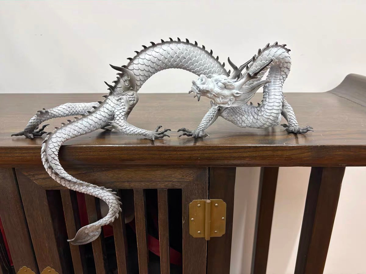 Handcrafted Brass Dragon Statue: Tibetan Feng Shui Decor