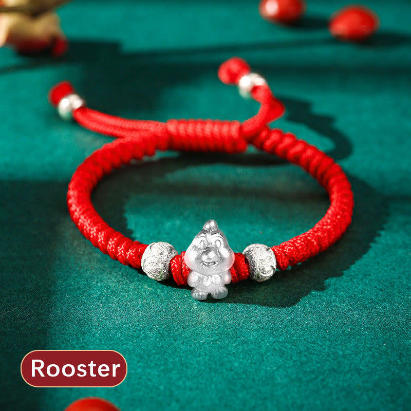 EverestArtStudios 999 Sterling Silver Chinese Zodiac Red Cord Fortune Handcrafted Children's Bracelet
