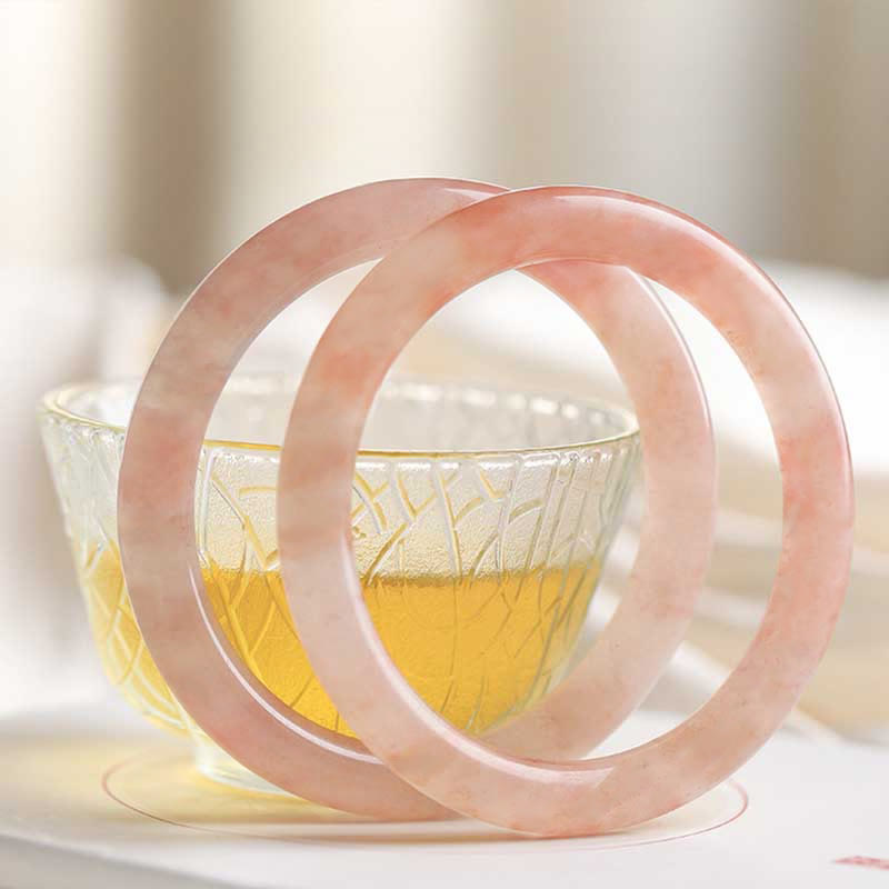 EverestArtstudios Pink Golden Silk Jade Wealth Luck Bracelet Bangle