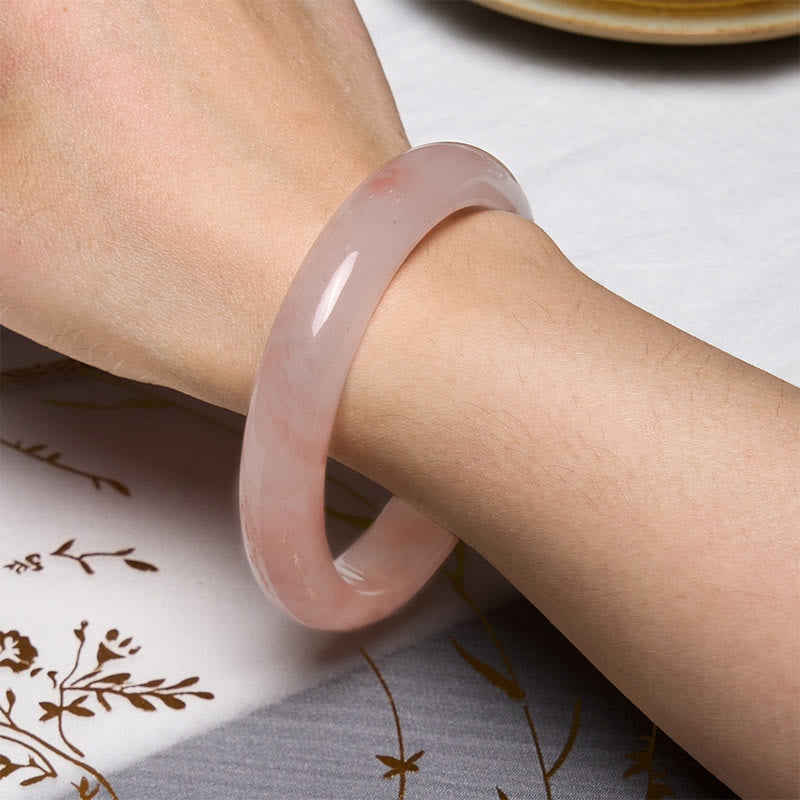 EverestArtstudios Pink Golden Silk Jade Wealth Luck Bracelet Bangle