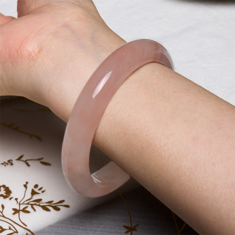 EverestArtstudios Pink Golden Silk Jade Wealth Luck Bracelet Bangle