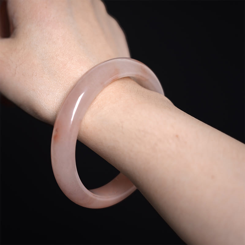 EverestArtstudios Pink Golden Silk Jade Wealth Luck Bracelet Bangle