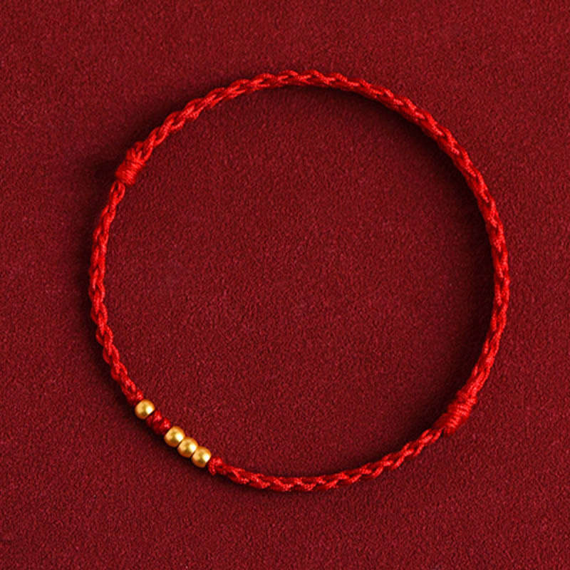 EverestArtStudios 999 Gold Beads Fortune Braided Protection Couple Bracelet