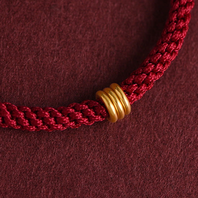 EverestArtStudios 999 Gold Triple Ring Design Handmade Connection Braided Rope Bracelet