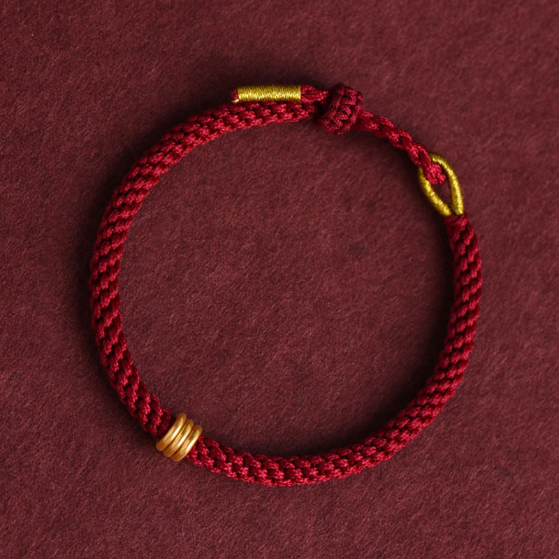 EverestArtStudios 999 Gold Triple Ring Design Handmade Connection Braided Rope Bracelet