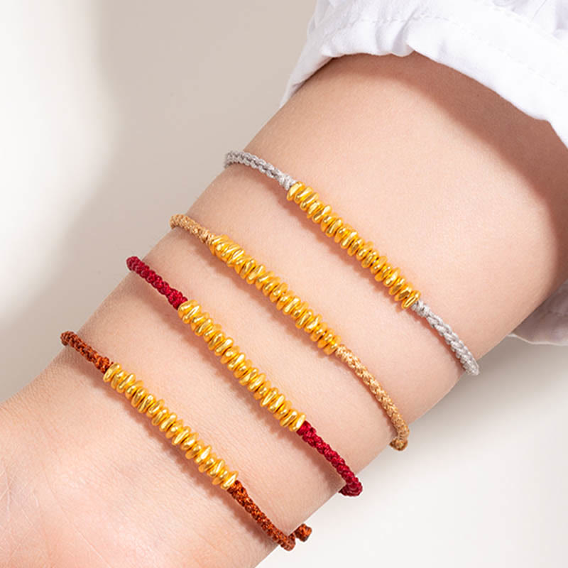 EverestArtStudios 999 Gold Small Gold Pieces Design Handmade Protection Braided Rope Bracelet