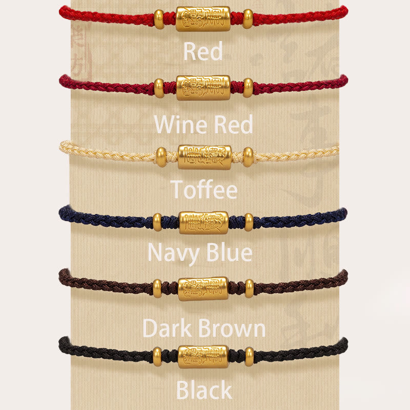 EverestArtStudios 999 Gold Good Luck Amulet Carved Design Handmade Strength Braided Rope Bracelet