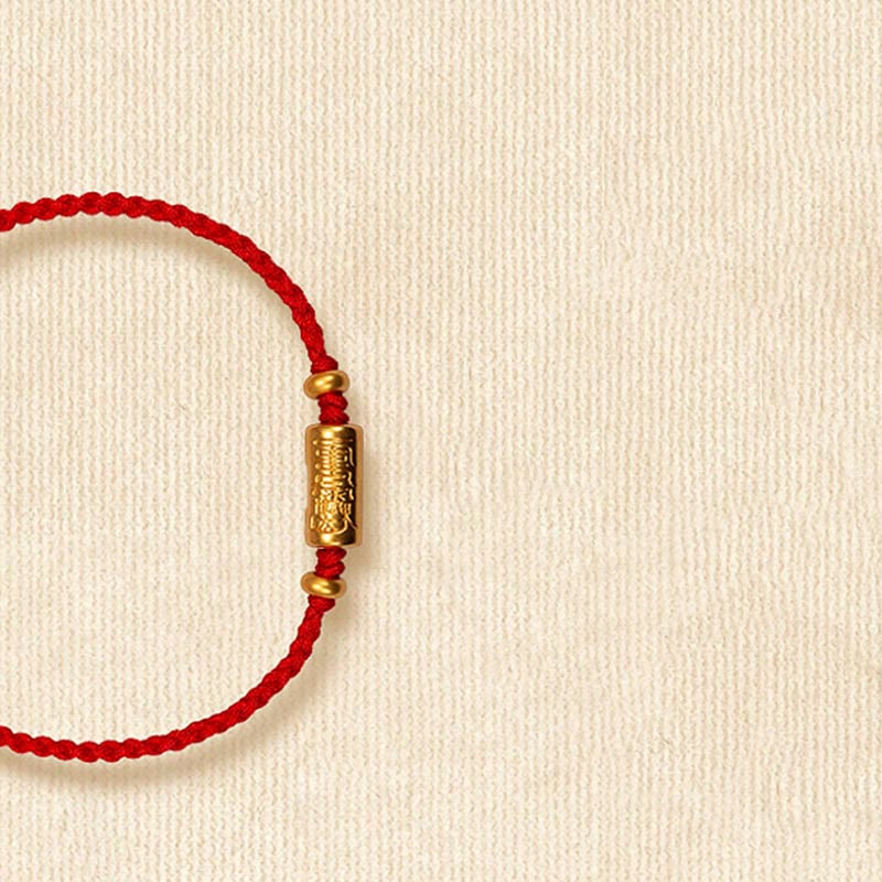EverestArtStudios 999 Gold Good Luck Amulet Carved Design Handmade Strength Braided Rope Bracelet