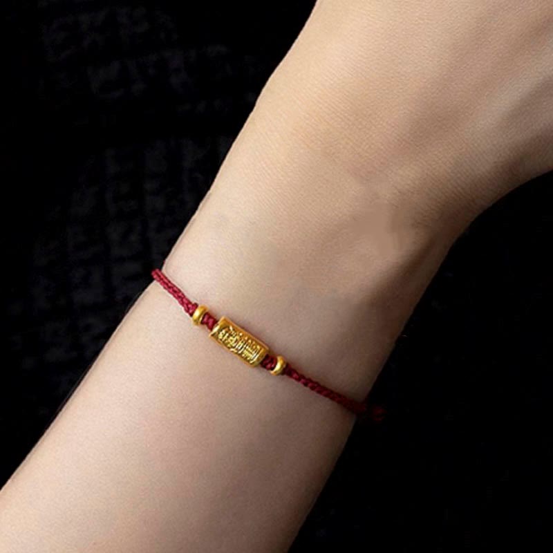 EverestArtStudios 999 Gold Good Luck Amulet Carved Design Handmade Strength Braided Rope Bracelet