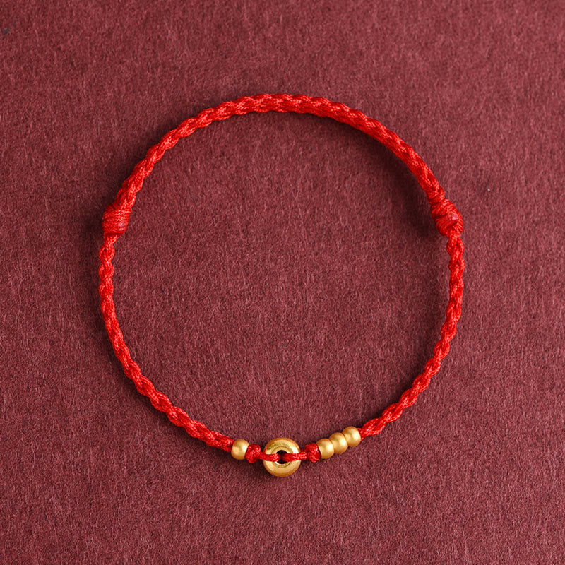 EverestArtStudios 999 Gold Small Peace Buckle Design Handmade Luck Braided Rope Bracelet Anklet