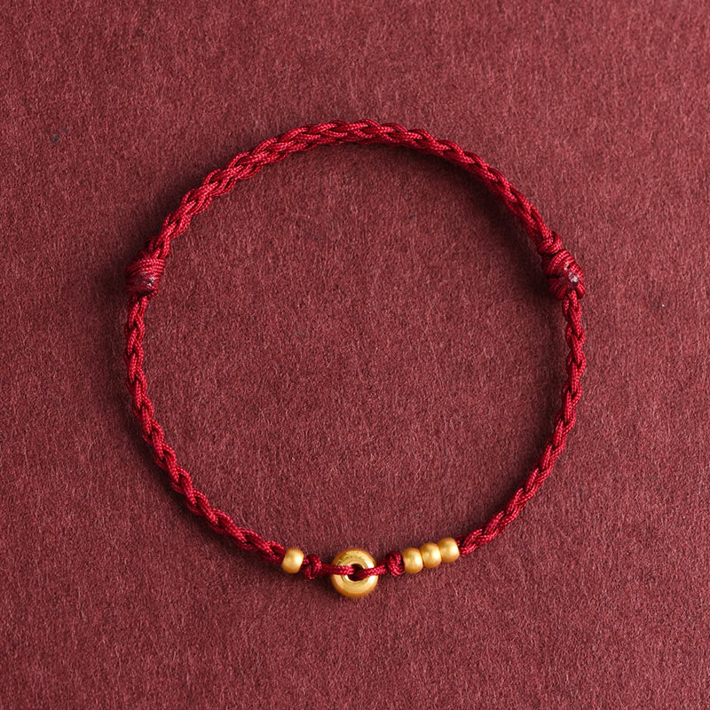 EverestArtStudios 999 Gold Small Peace Buckle Design Handmade Luck Braided Rope Bracelet Anklet