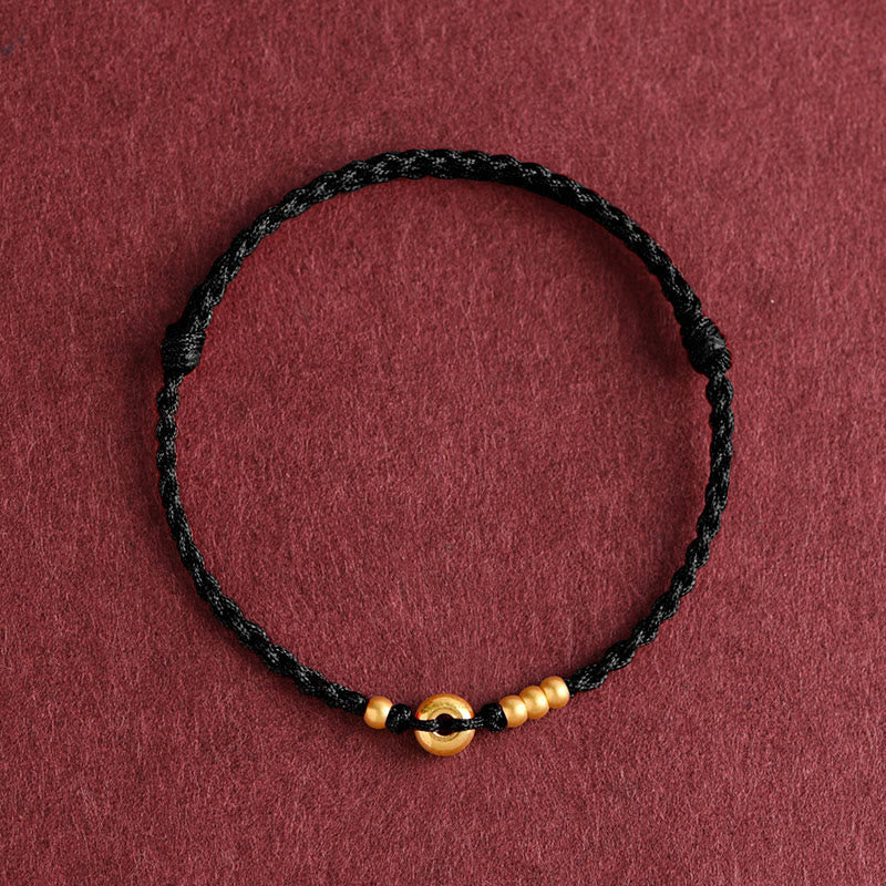 EverestArtStudios 999 Gold Small Peace Buckle Design Handmade Luck Braided Rope Bracelet Anklet