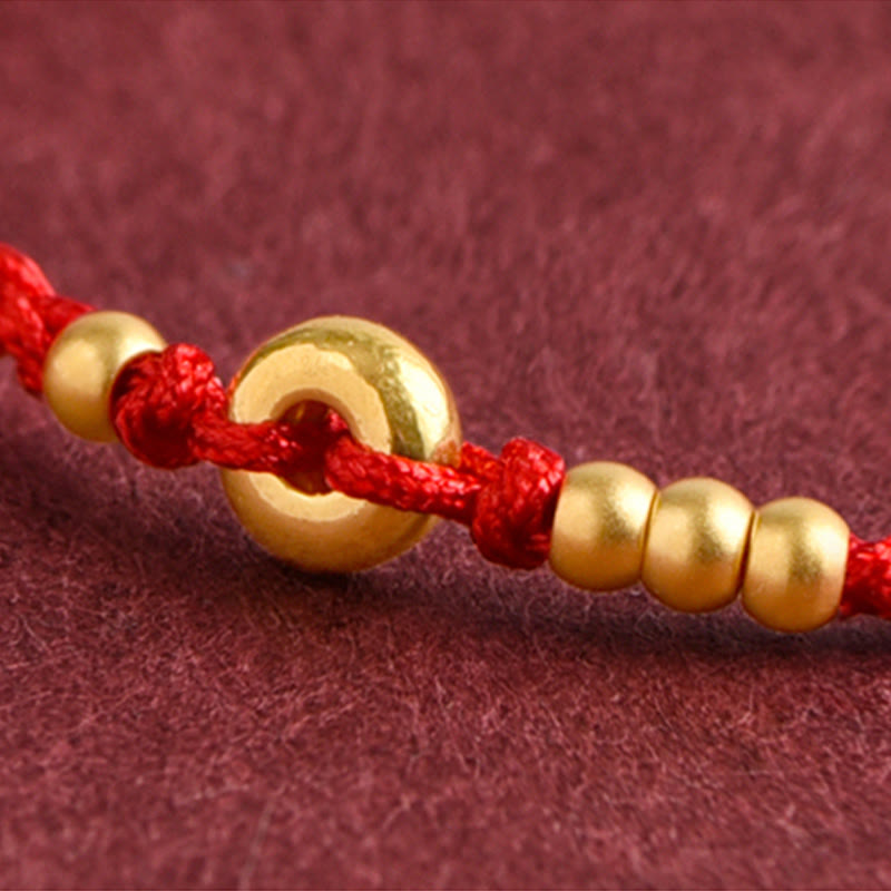 EverestArtStudios 999 Gold Small Peace Buckle Design Handmade Luck Braided Rope Bracelet Anklet