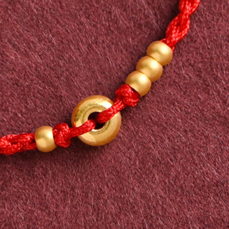 EverestArtStudios 999 Gold Small Peace Buckle Design Handmade Luck Braided Rope Bracelet Anklet