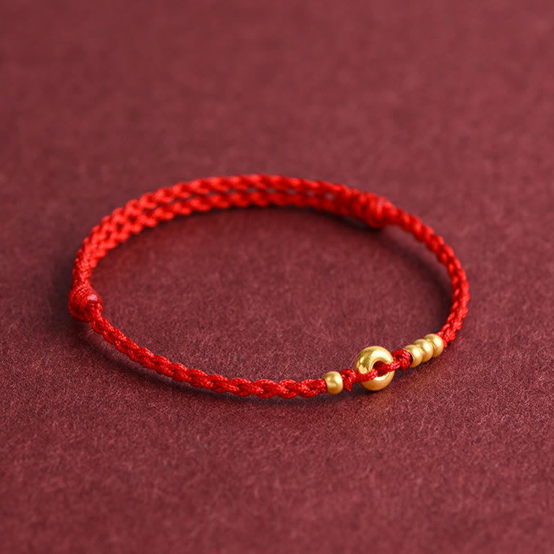 EverestArtStudios 999 Gold Small Peace Buckle Design Handmade Luck Braided Rope Bracelet Anklet