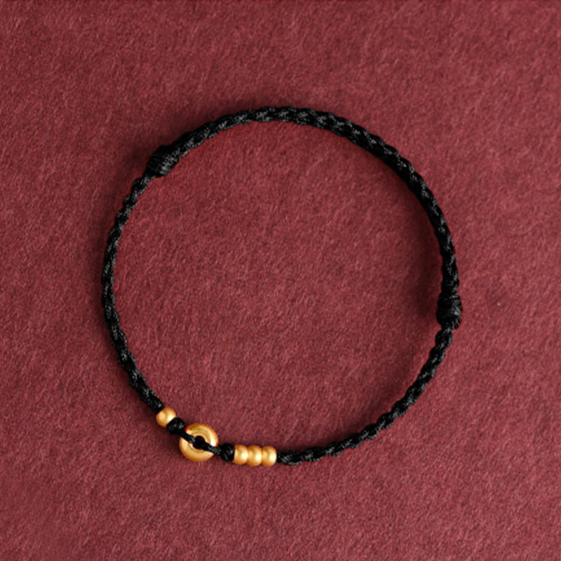 EverestArtStudios 999 Gold Small Peace Buckle Design Handmade Luck Braided Rope Bracelet Anklet