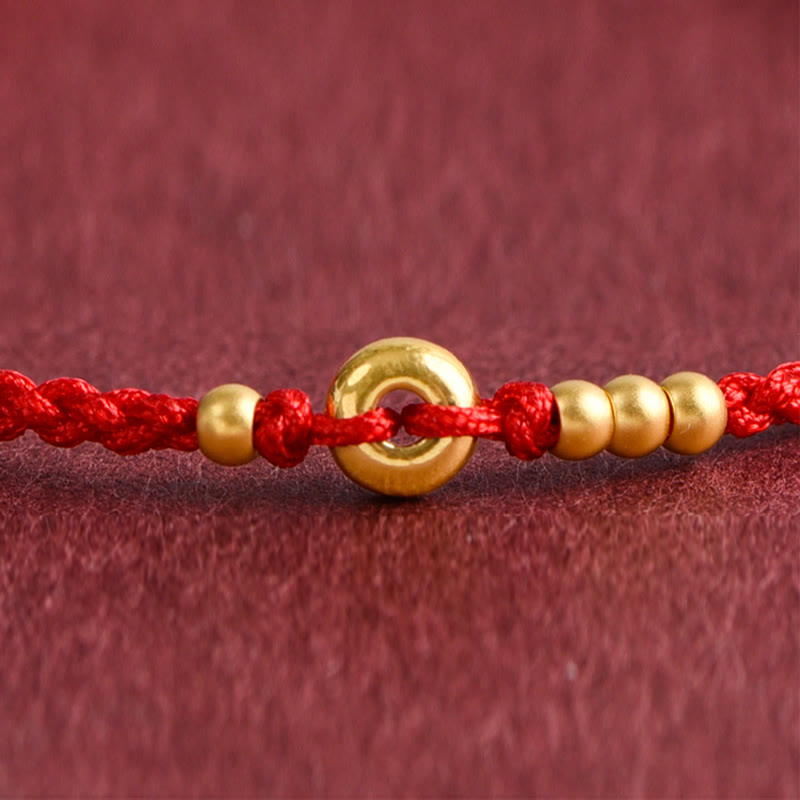 EverestArtStudios 999 Gold Small Peace Buckle Design Handmade Luck Braided Rope Bracelet Anklet