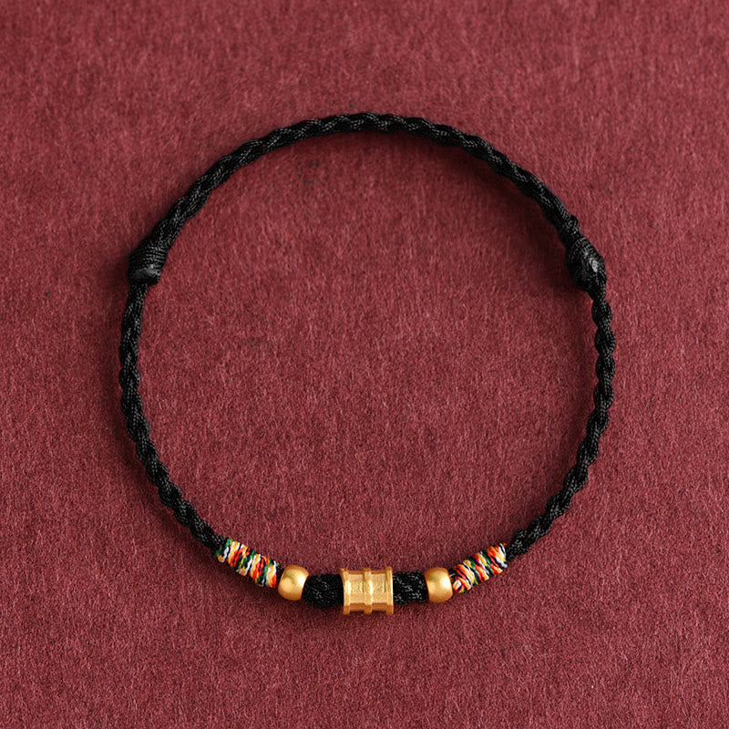 EverestArtStudios 999 Gold Small Bucket Shape Design Handmade Luck Braided Rope Bracelet Anklet