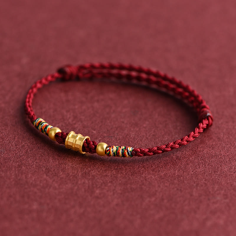 EverestArtStudios 999 Gold Small Bucket Shape Design Handmade Luck Braided Rope Bracelet Anklet