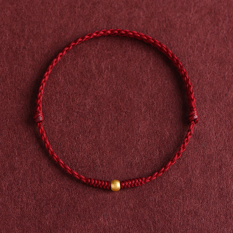 EverestArtStudios 999 Gold One Mini Bead Design Handmade Strength Braided Rope Bracelet Anklet