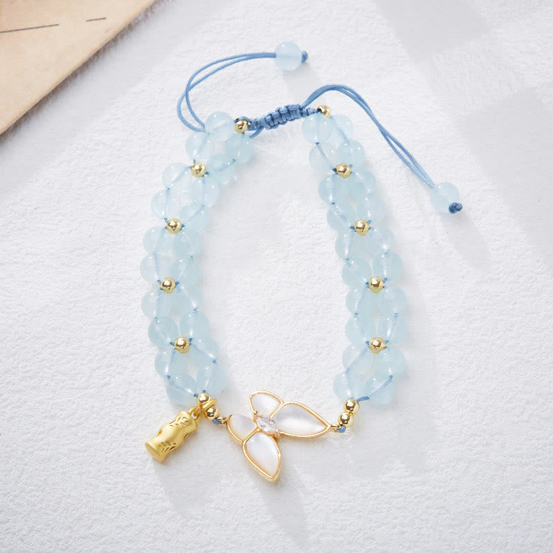 EverestArtstudios 正品海蓝宝紫水晶月光石蝴蝶竹节疗愈手链