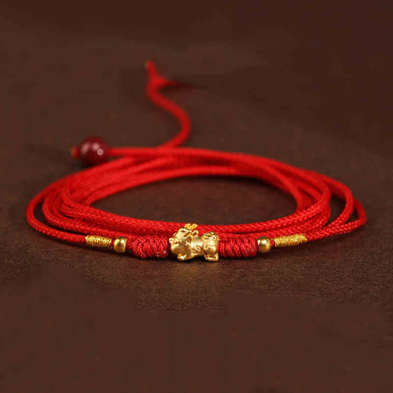 EverestArtStudios 999 Solid Gold Red String Waist Chain