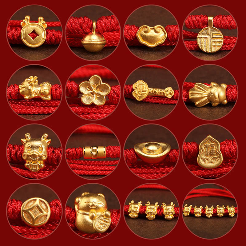 EverestArtStudios 999 Solid Gold Red String Waist Chain