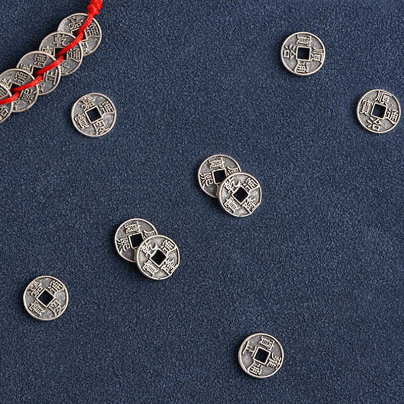 EverestArtStudios 925 Sterling Silver Five Emperor Coins Red String Protection Luck Braided Bracelet Anklet