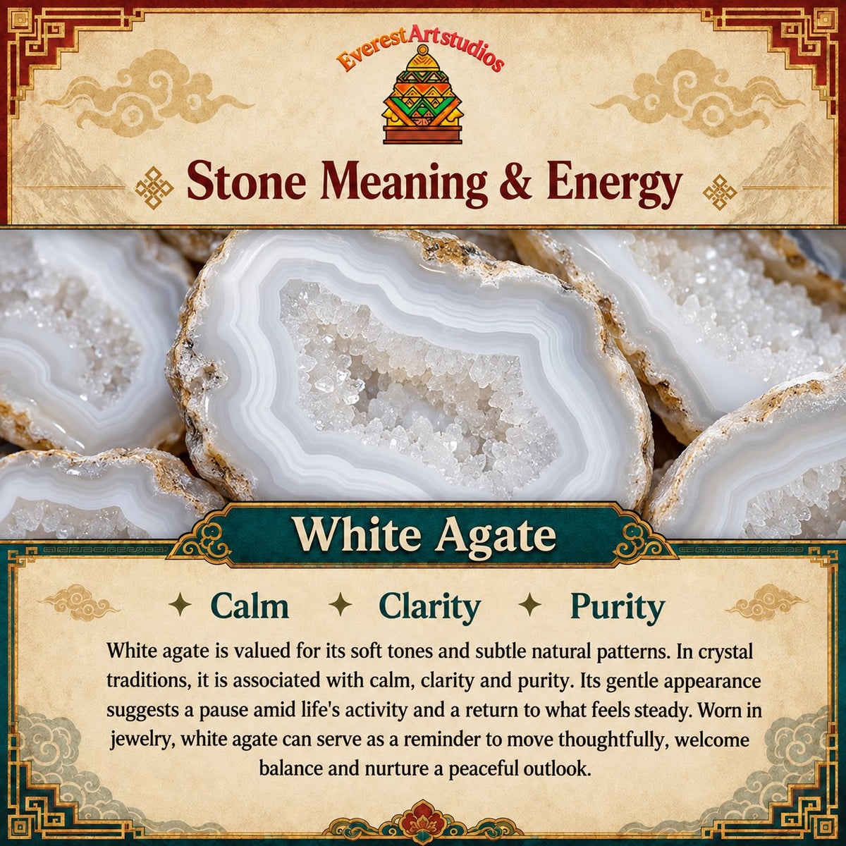 EverestArtstudios White Agate Meaning & Energy