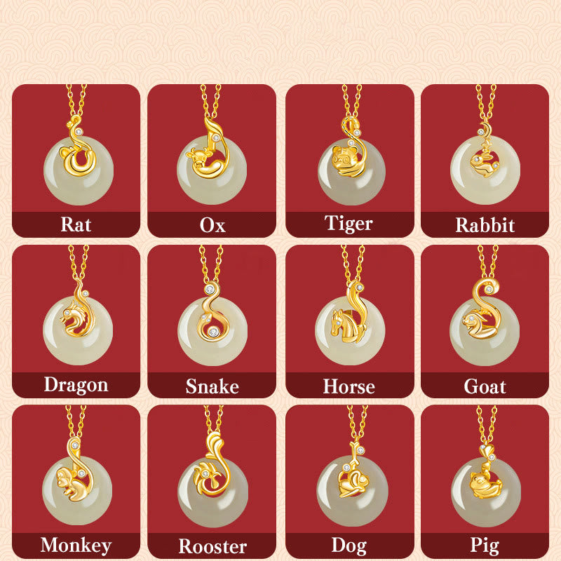 EverestArtstudios 生肖和田玉 925 银饰富足项链吊坠