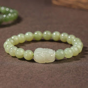 EverestArtstudios Natural Hetian Jade PiXiu Carved Luck Bracelet