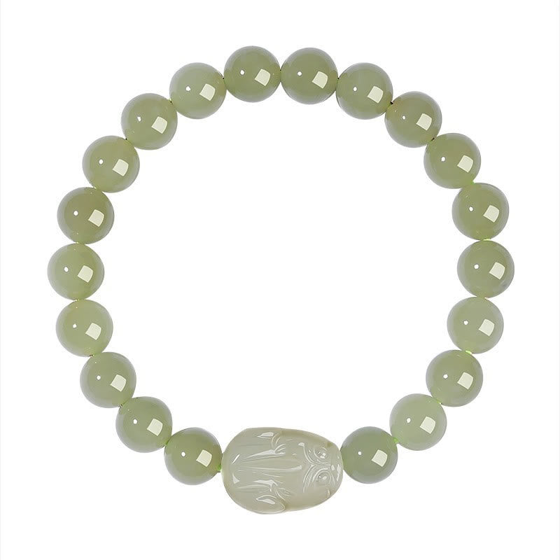 EverestArtstudios Natural Hetian Jade PiXiu Carved Luck Bracelet
