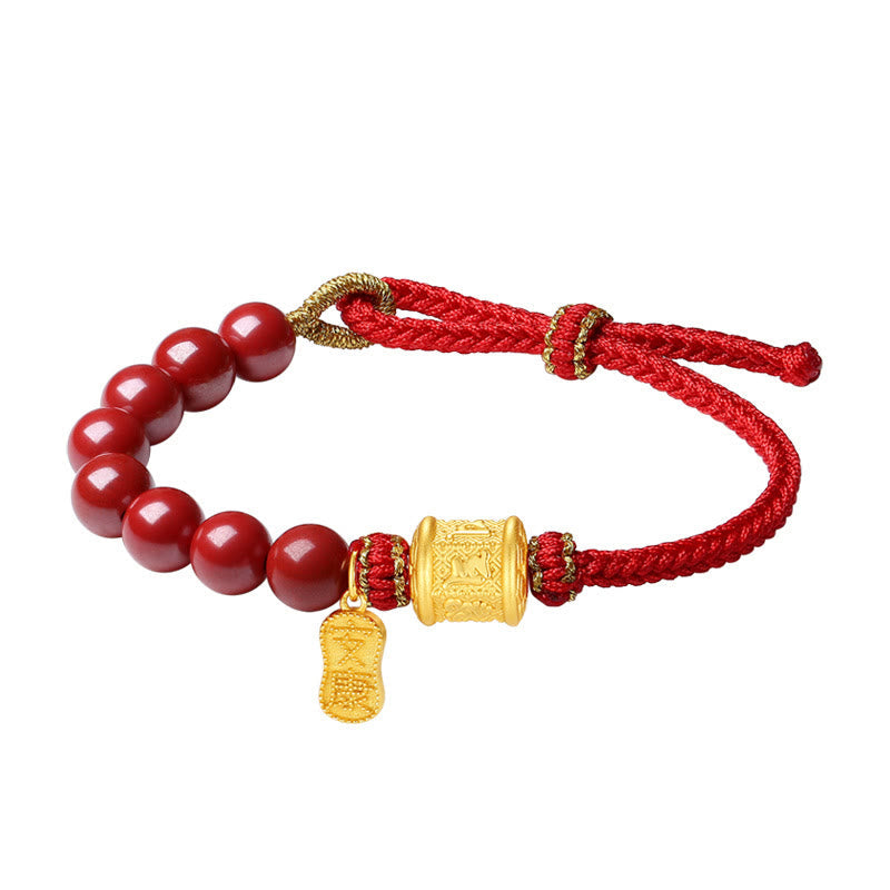 EverestArtStudios 999 Sterling Silver Six True Words Om Mani Padme Hum Cinnabar Blessing String Bracelet