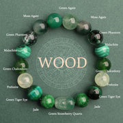 EverestArtstudios Five Elements Various Agate Crystal Green Strawberry Quartz Moss Agate Green Phantom Luck Bracelet