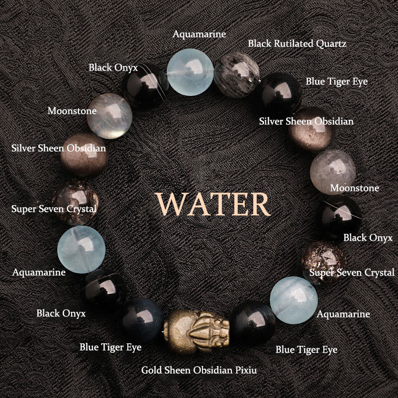 EverestArtstudios Five Elements Various Agate Crystal Green Strawberry Quartz Moss Agate Green Phantom Luck Bracelet