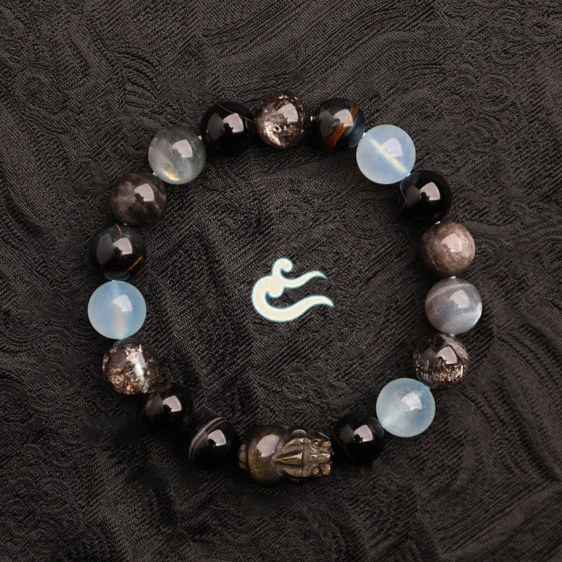 EverestArtstudios Five Elements Various Agate Crystal Green Strawberry Quartz Moss Agate Green Phantom Luck Bracelet