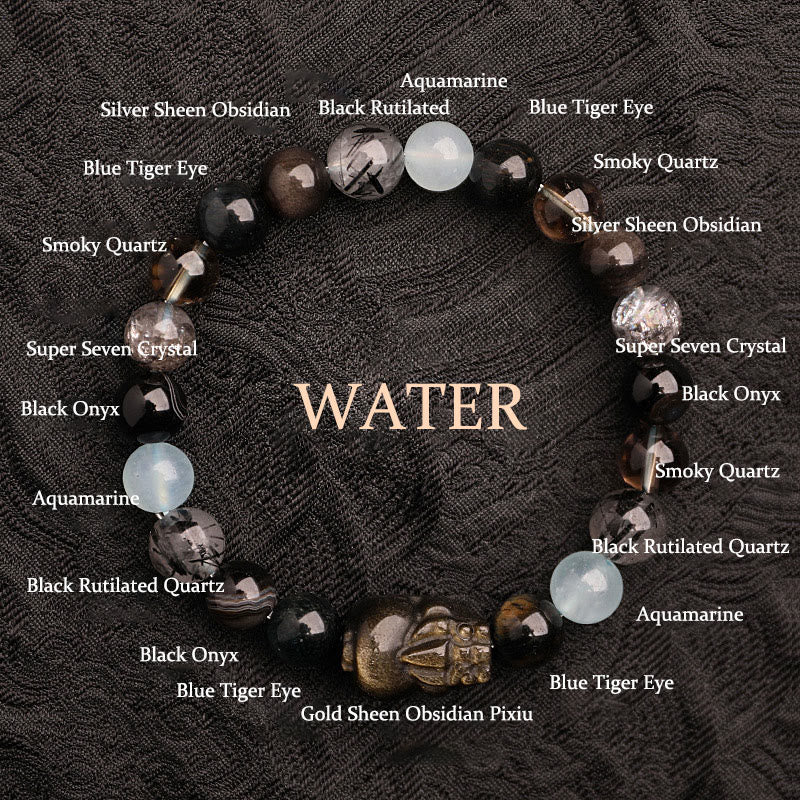 EverestArtstudios Five Elements Various Agate Crystal Green Strawberry Quartz Moss Agate Green Phantom Luck Bracelet