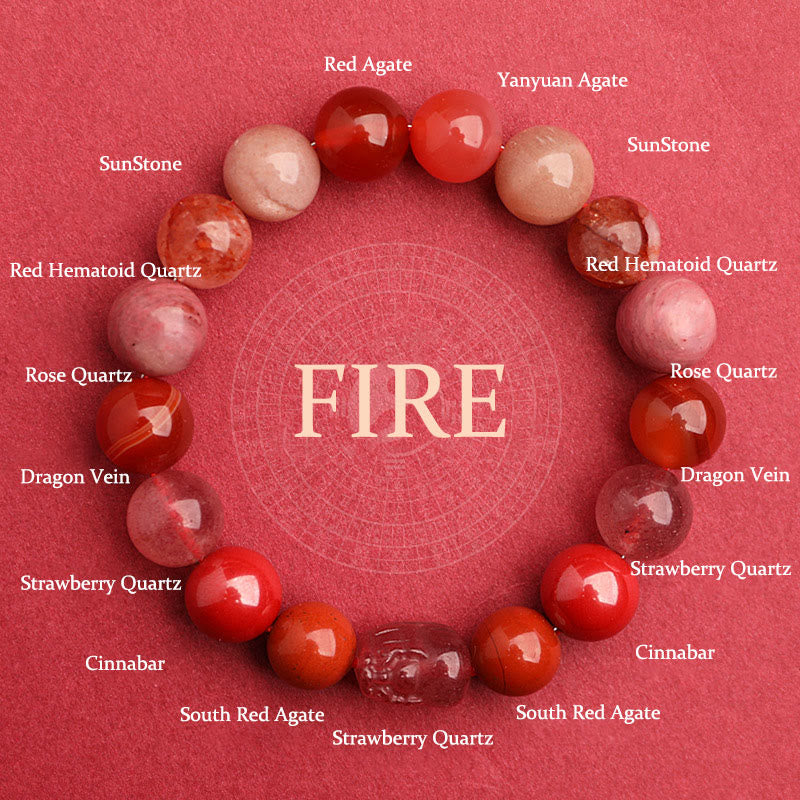 EverestArtstudios Five Elements Various Agate Crystal Green Strawberry Quartz Moss Agate Green Phantom Luck Bracelet