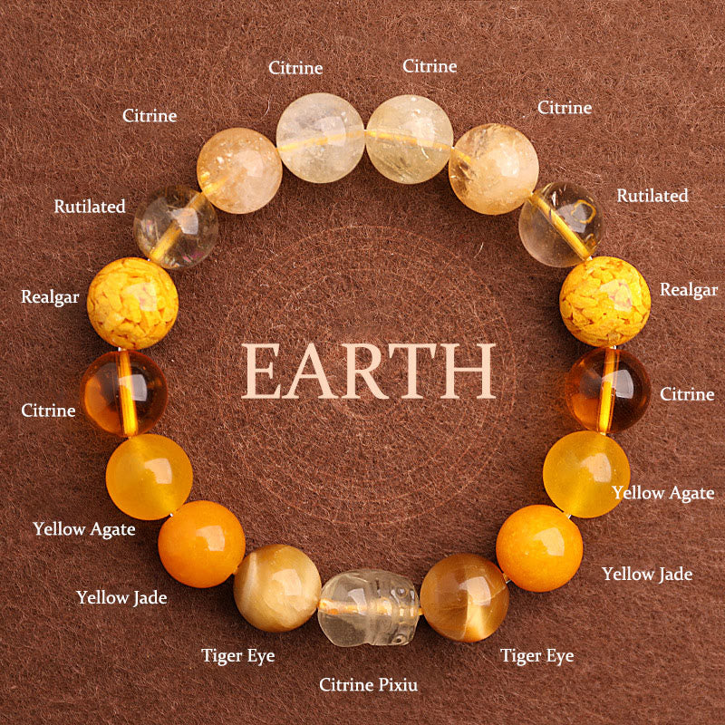EverestArtstudios Five Elements Various Agate Crystal Green Strawberry Quartz Moss Agate Green Phantom Luck Bracelet