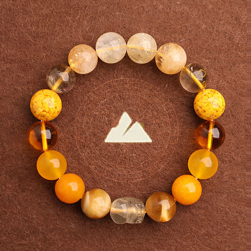 EverestArtstudios Five Elements Various Agate Crystal Green Strawberry Quartz Moss Agate Green Phantom Luck Bracelet