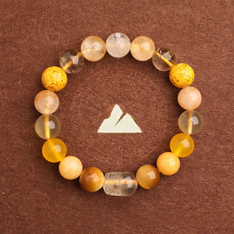 EverestArtstudios Five Elements Various Agate Crystal Green Strawberry Quartz Moss Agate Green Phantom Luck Bracelet