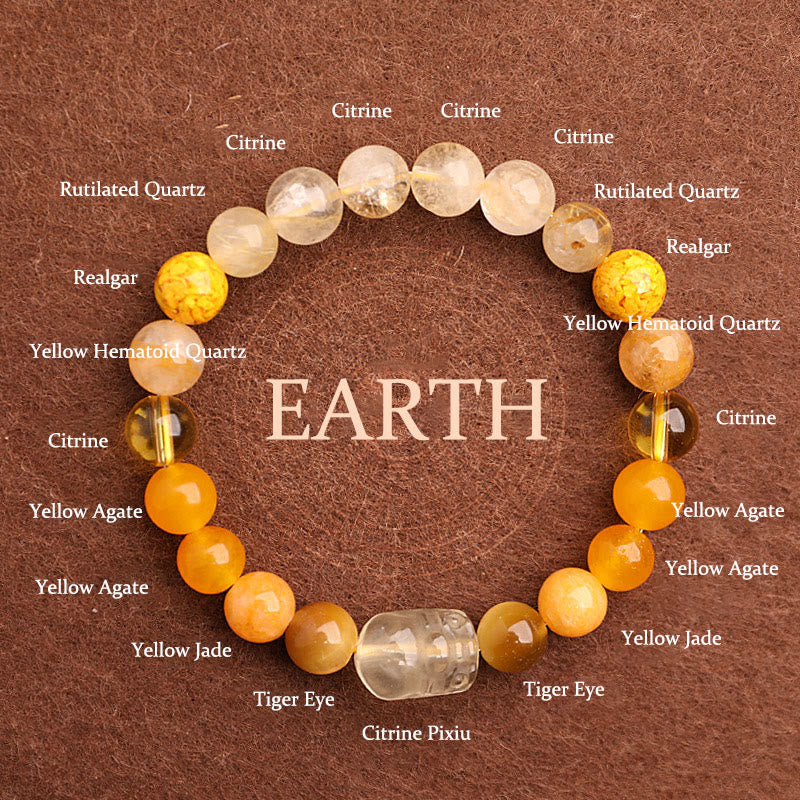 EverestArtstudios Five Elements Various Agate Crystal Green Strawberry Quartz Moss Agate Green Phantom Luck Bracelet