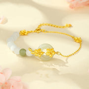 EverestArtstudios Chrysoberyl Hetian Jade 999 Sterling Silver Love Bracelet