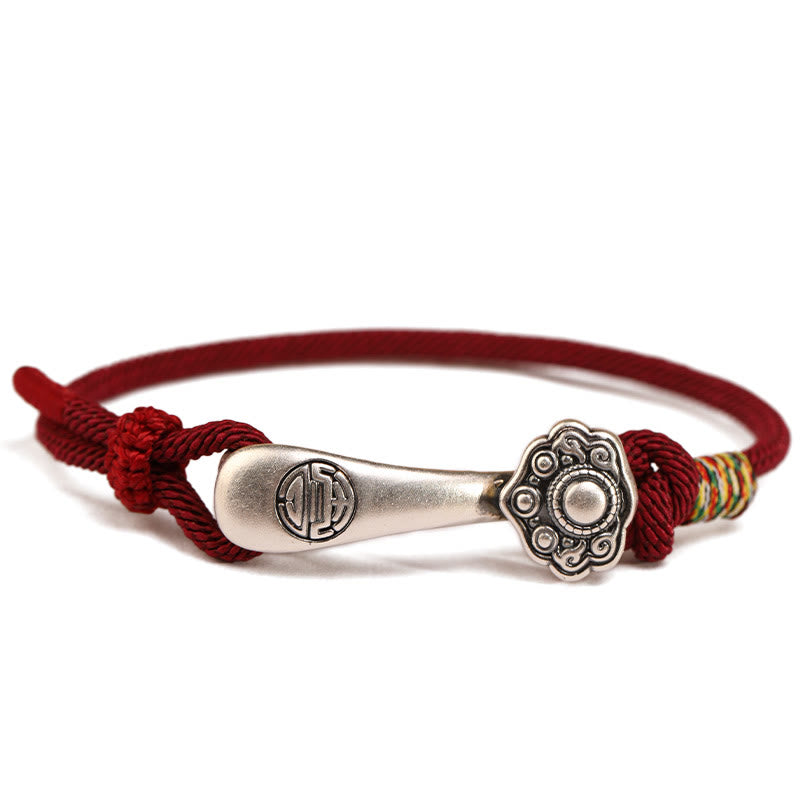 EverestArtStudios 999 Pure Silver Ruyi Sceptre Cord Protection Woven Bracelet