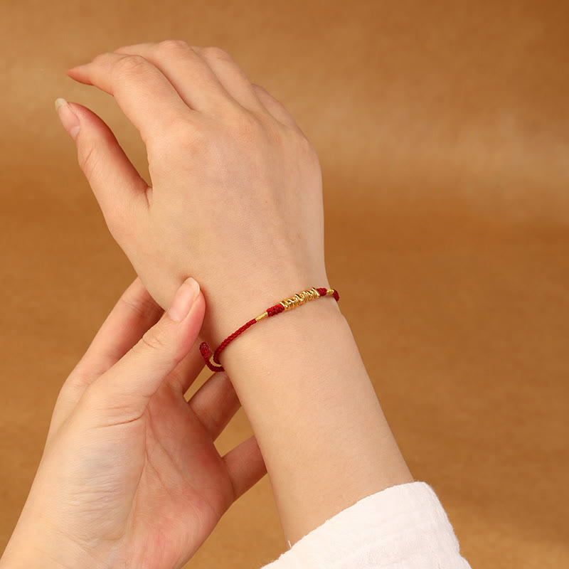 EverestArtStudios 999 Gold Tiny Charms Cord Safeguard Fortune Ultra-Slim Woven Bracelet