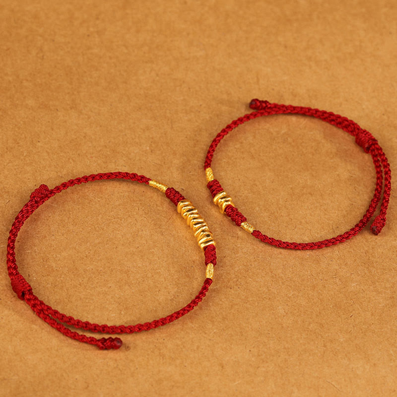 EverestArtStudios 999 Gold Tiny Charms Cord Safeguard Fortune Ultra-Slim Woven Bracelet